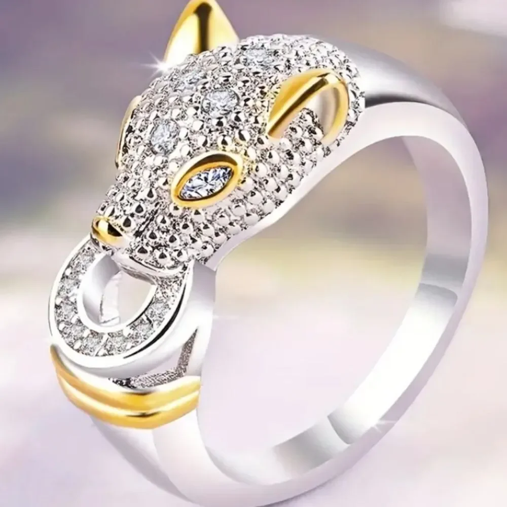 Vintage Simulated Diamond Unisex Leopard Shape Ring Sz 8